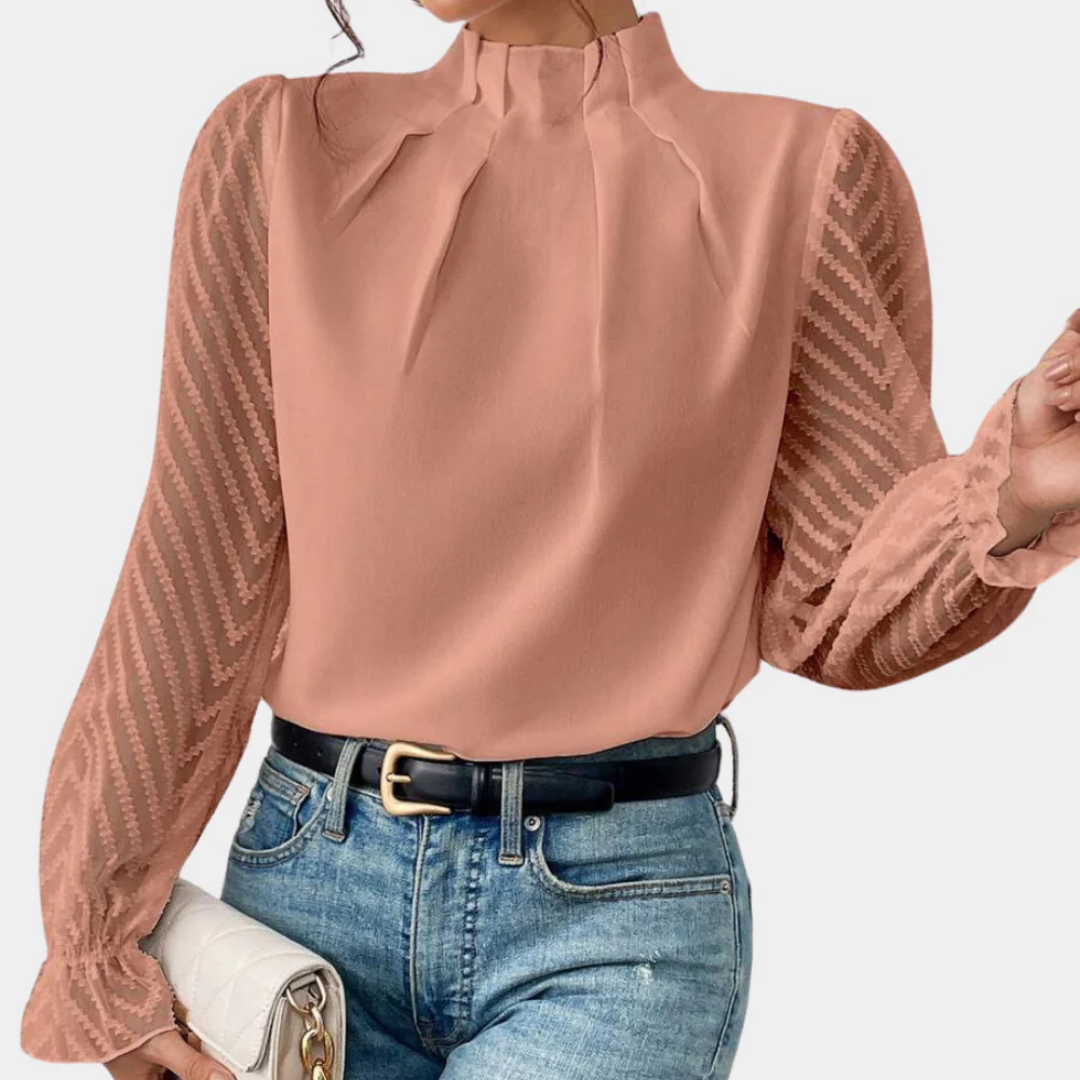 Levoire | Haut Élégant À Col Récollé Pour - Femmes - Manches Longues Rose