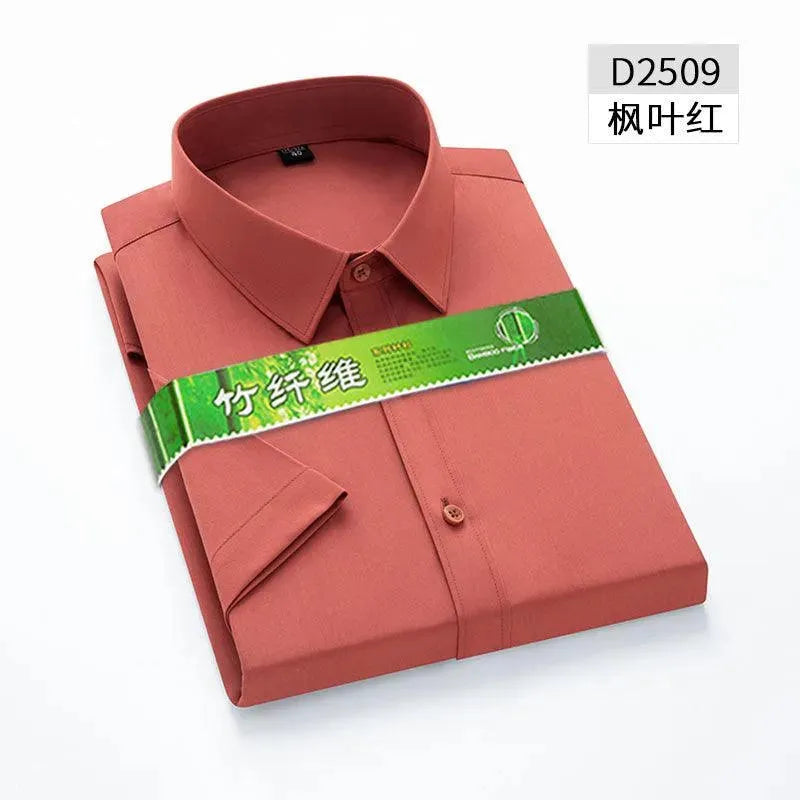 Levoire | Chemise pour hommes en viscose de bambou unie Feuille d'érable Rouge