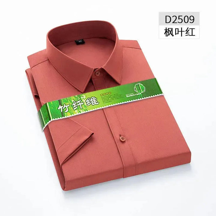 Levoire | Chemise pour hommes en viscose de bambou unie Feuille d'érable Rouge