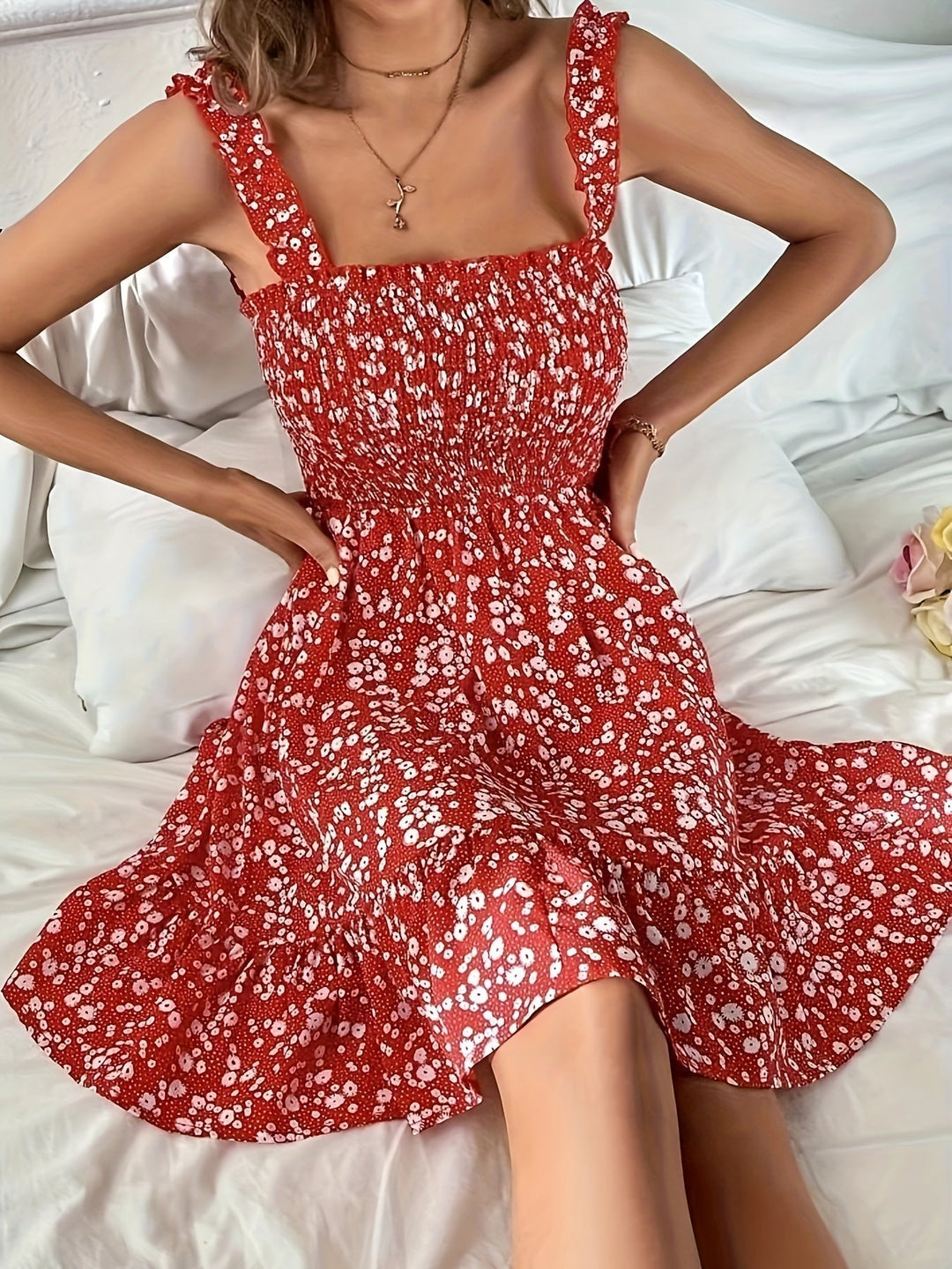 Levoire | Rode zomerse bloemenjurk