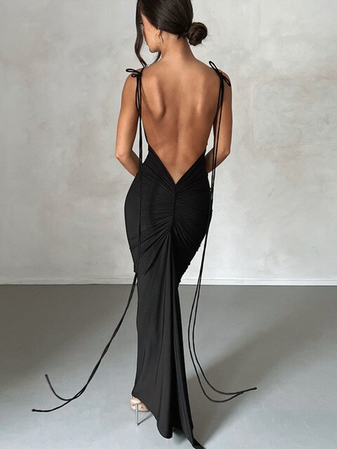 Levoire | Robe Bodycon Dos Nu Avec Volants Noir M