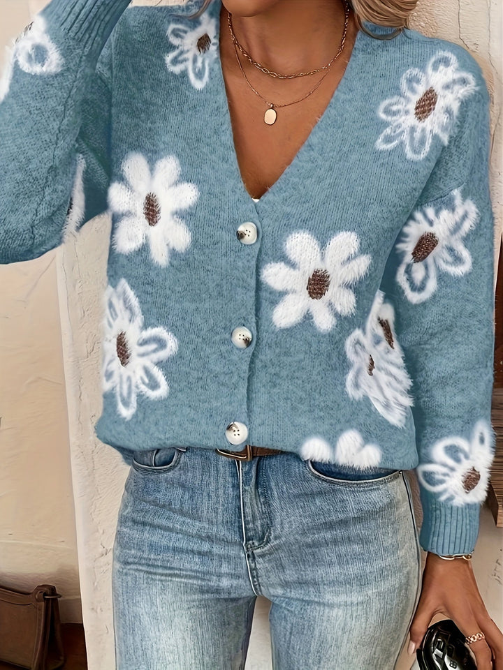 Levoire | Gilet Confortable Avec Motif Floral Bleu