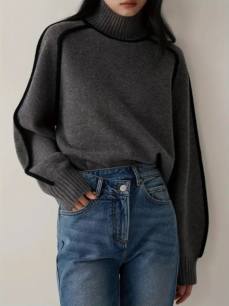 Levoire | Col Double Pull-Over Décontracté Gris