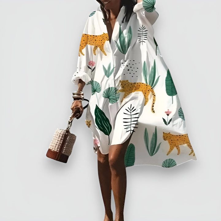 Levoire | Robe Chemise Élégante Et Polyvalente Tigre