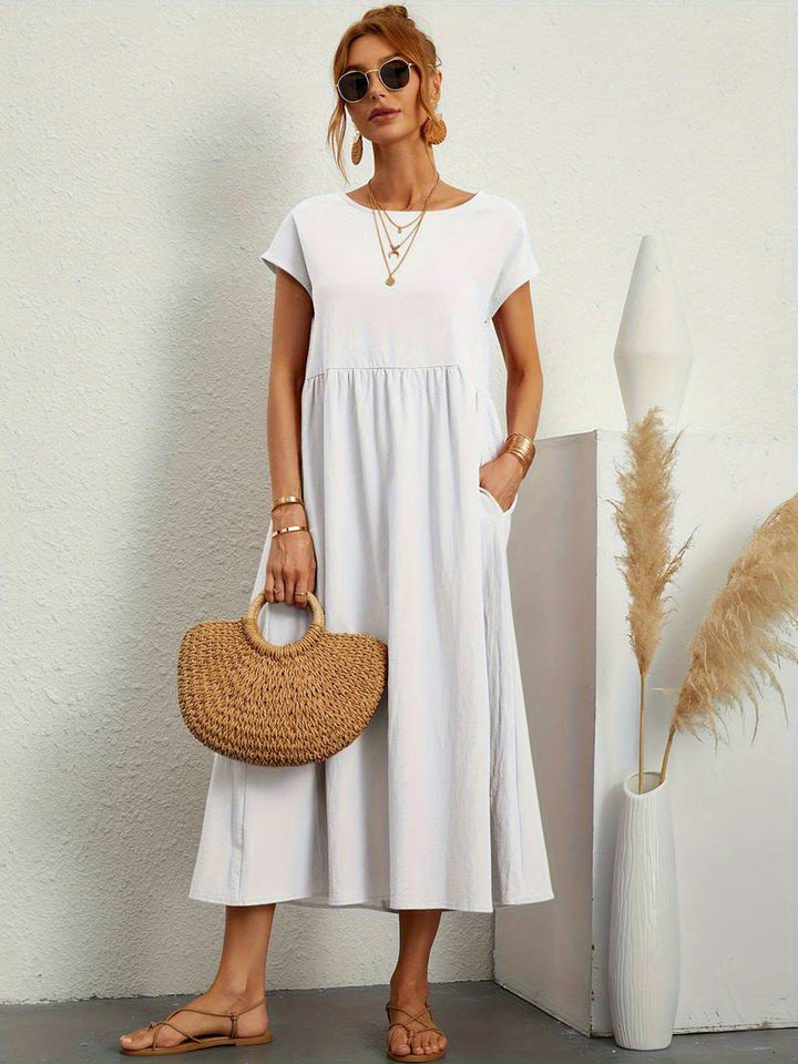 Levoire | Robe Vintage Manches Courtes Été Blanc