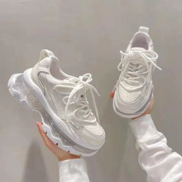 Levoire | Femme baskets avec semelle transparente surélevée Blanc