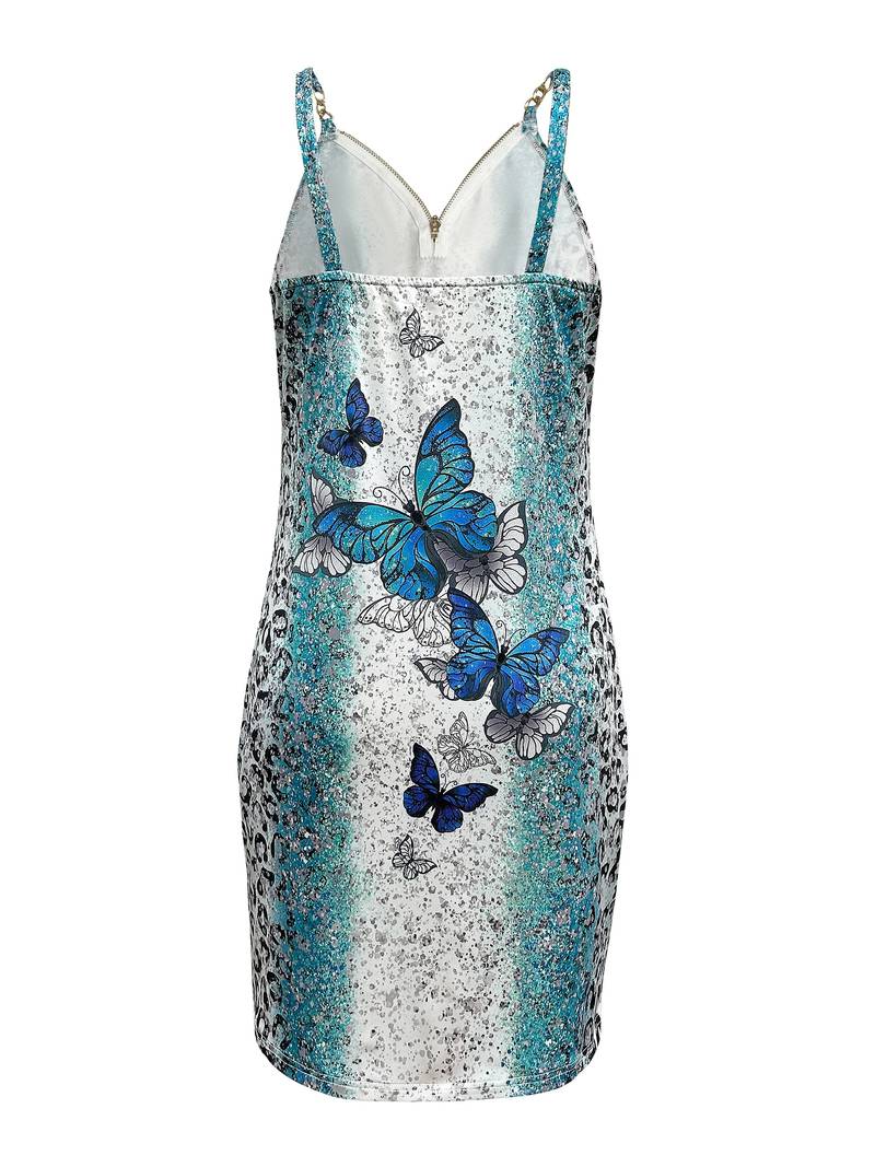 Levoire | Robe Cami Avec Imprimé Papillon Et Fermeture Éclair