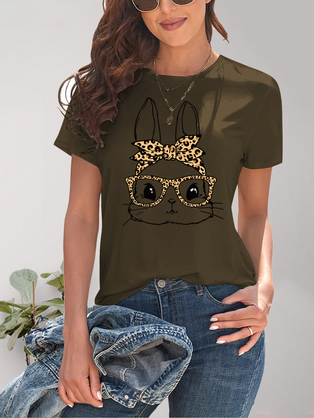 Levoire | Jänis Graafinen Col Rond Manches Courtes T-shirt Chocolat