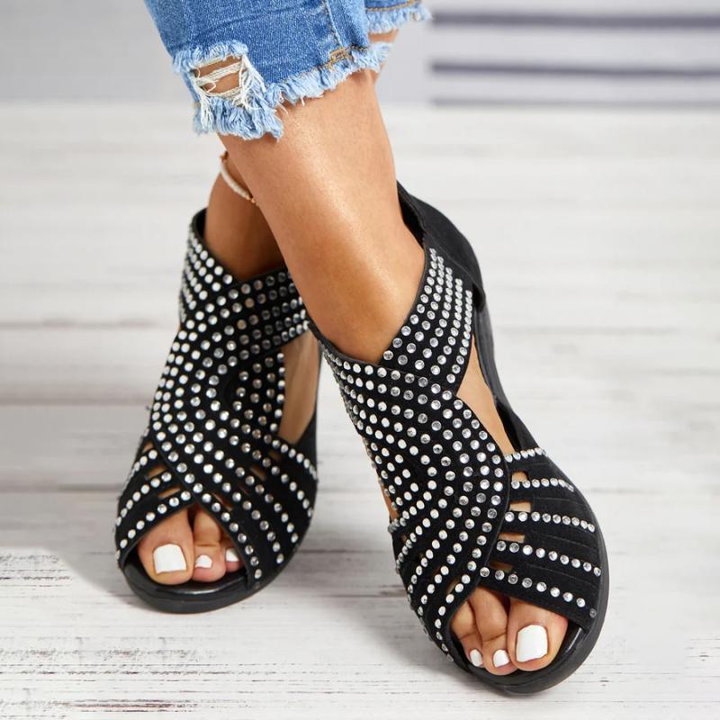 Levoire | Sandales Ornées De Strass Avec Bout Ouvert