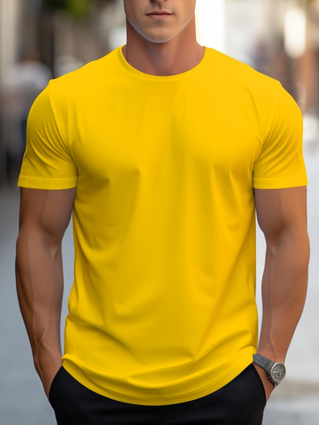 Levoire | T-Shirt Unicolore Pour Hommes Col Rond