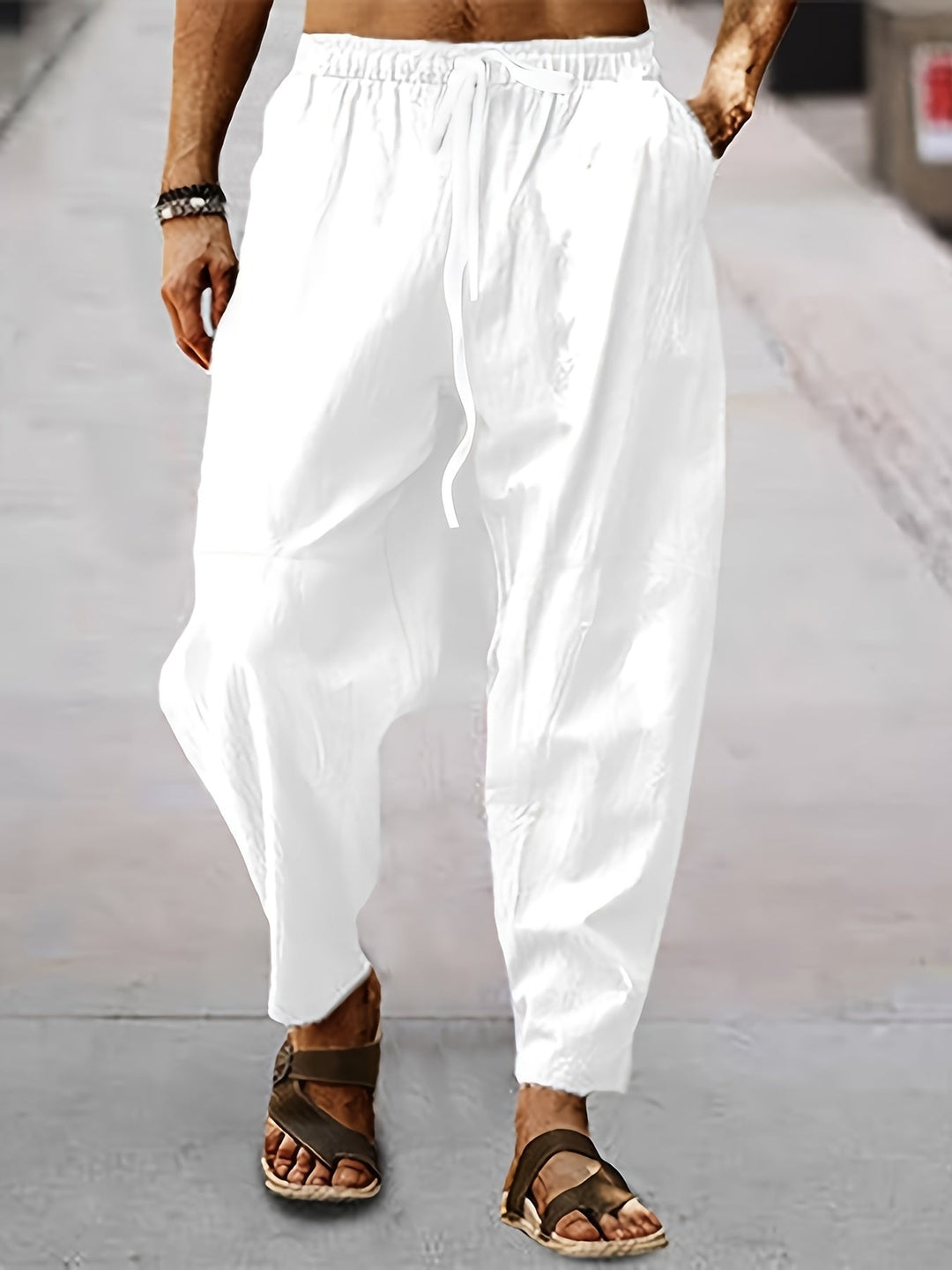 Levoire | Pantalon Harem Pour Homme Non Agencé Blanc