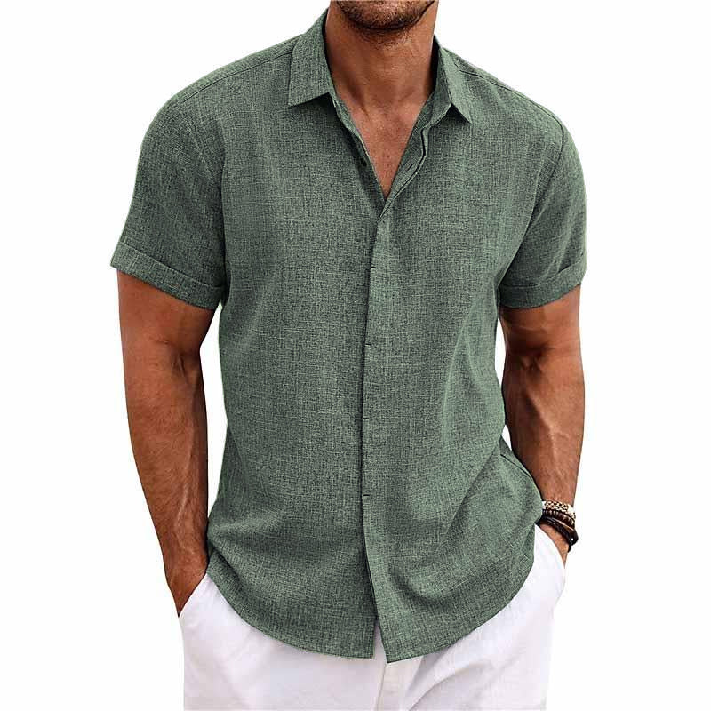 Levoire | Coton Lin Chemise À Manches Courtes Soldatinsininen