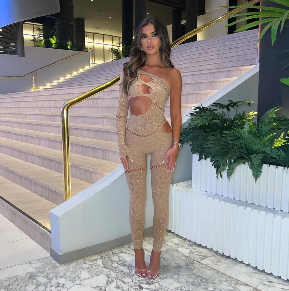 Levoire | Fille Jumpsuit Orné De Strass Nude