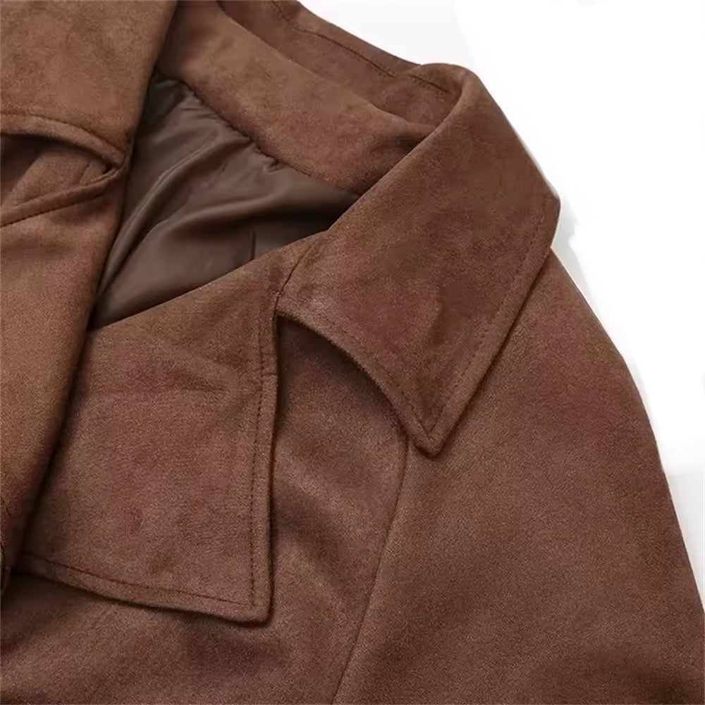 Levoire | Manteau Trench En Daim Plus Long En Brun