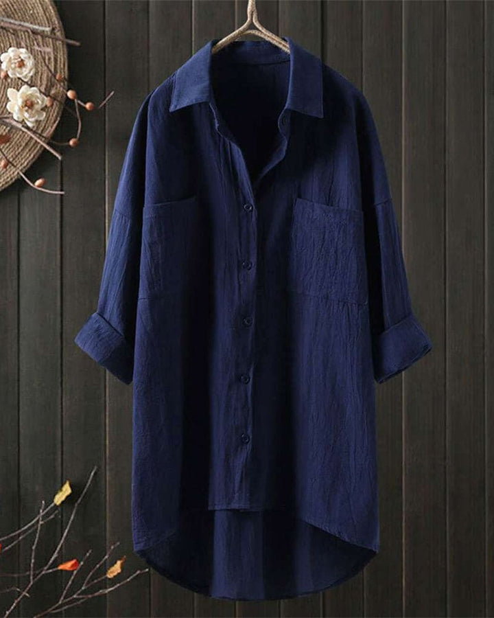 Levoire | Blouse Ample Unie Avec Manches Longues Bleu