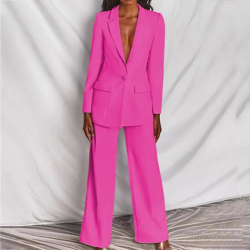 Levoire | Costumes Femmes Deux Pièces Tendance Veste Classique & Pantalon Ensemble Pour Femmes Rosa
