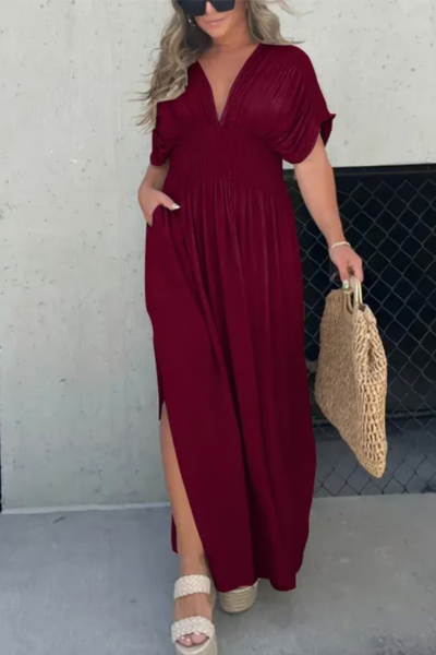 Levoire | Fente En V Maxi Robe Rot