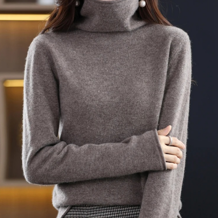 Levoire | Pull à col montant pour femmes Pull confortable, doux et élégant Gris