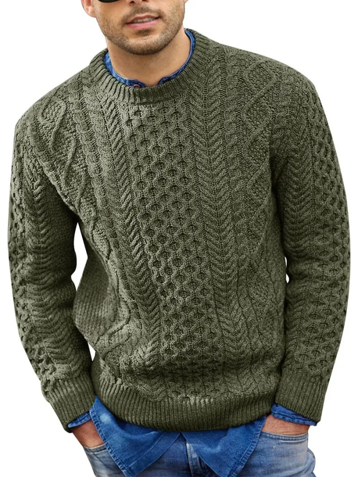 Levoire | Pull Homme À Col Rond Décontracté Et Confortable Vert
