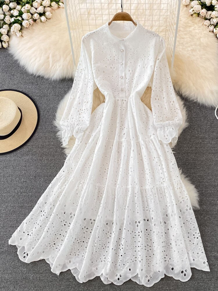 Levoire | Robe À Manches Longues Ösen Une taille Blanc