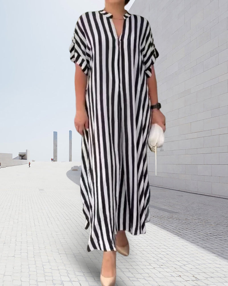 Levoire | Chemise Robe V Avec Motif Rayé