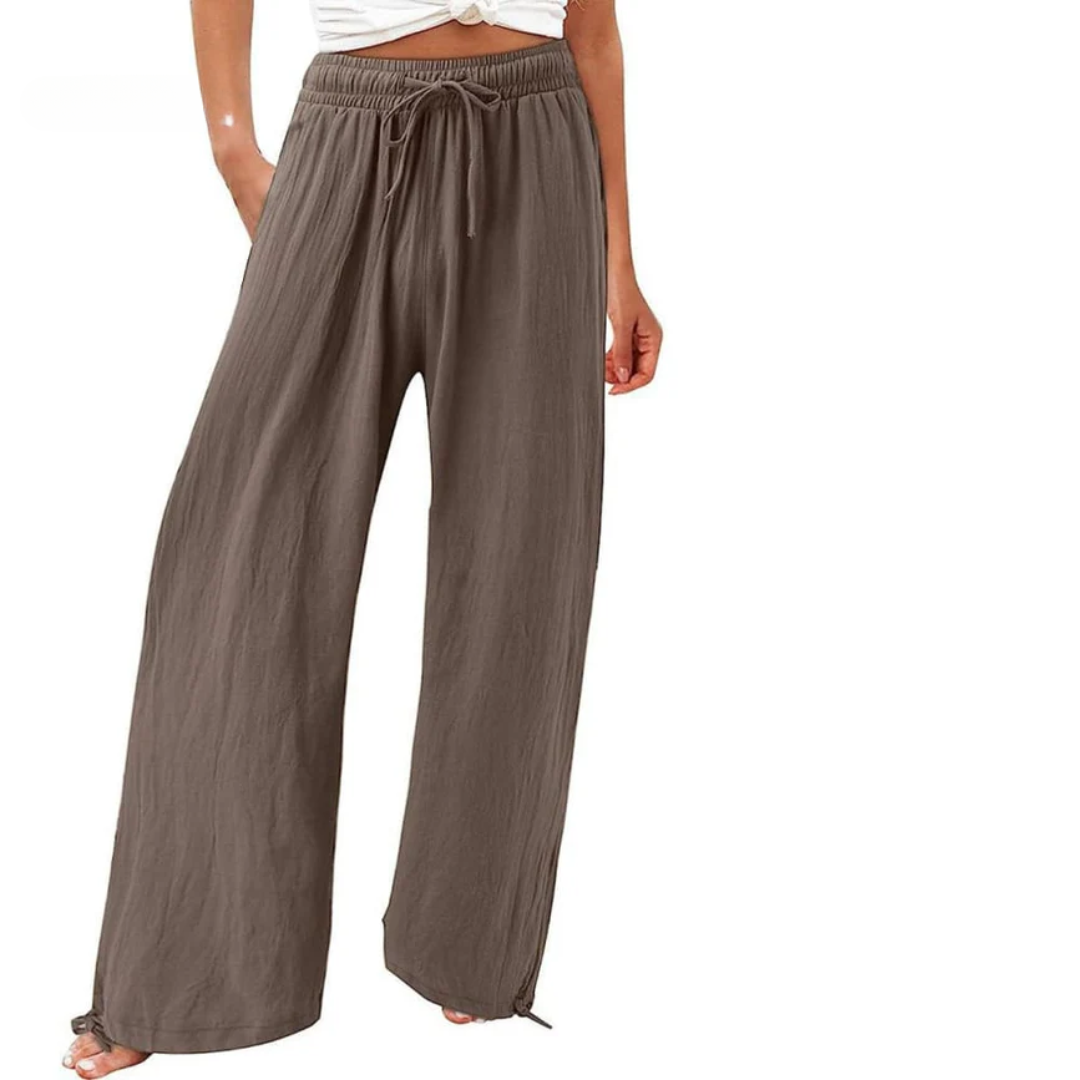 Levoire | Pantalons De Loisirs En Coton Et Lin Pour Femmes Marron