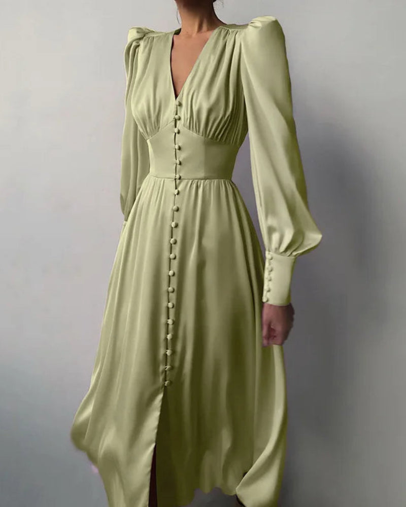 Levoire | Robe Maxi en Soie Décolleté en V pour Femmes