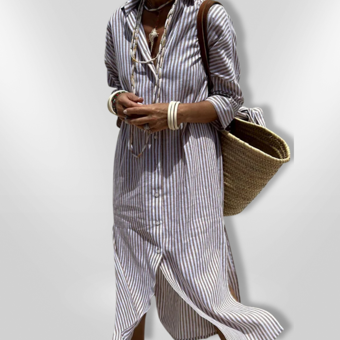 Levoire | Robe chemise rayée Khaki