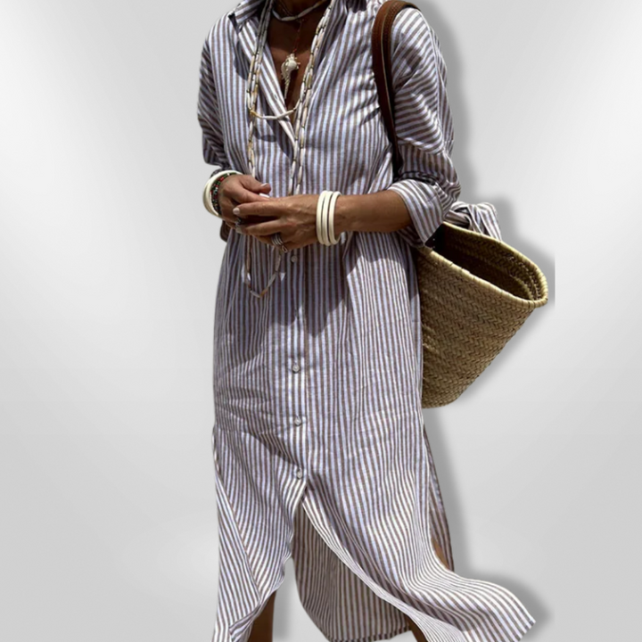 Levoire | Robe chemise rayée Khaki