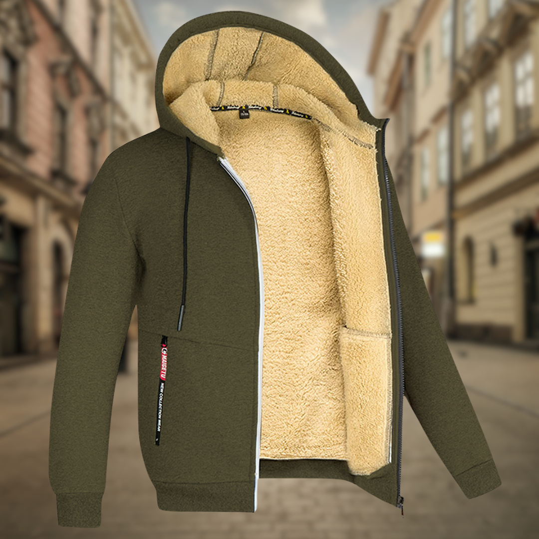 Levoire | Sweatshirt chaud avec intérieur en polaire Vert Militaire