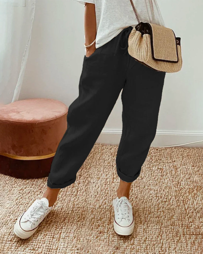 Levoire | Pantalons en coton élégants Noir