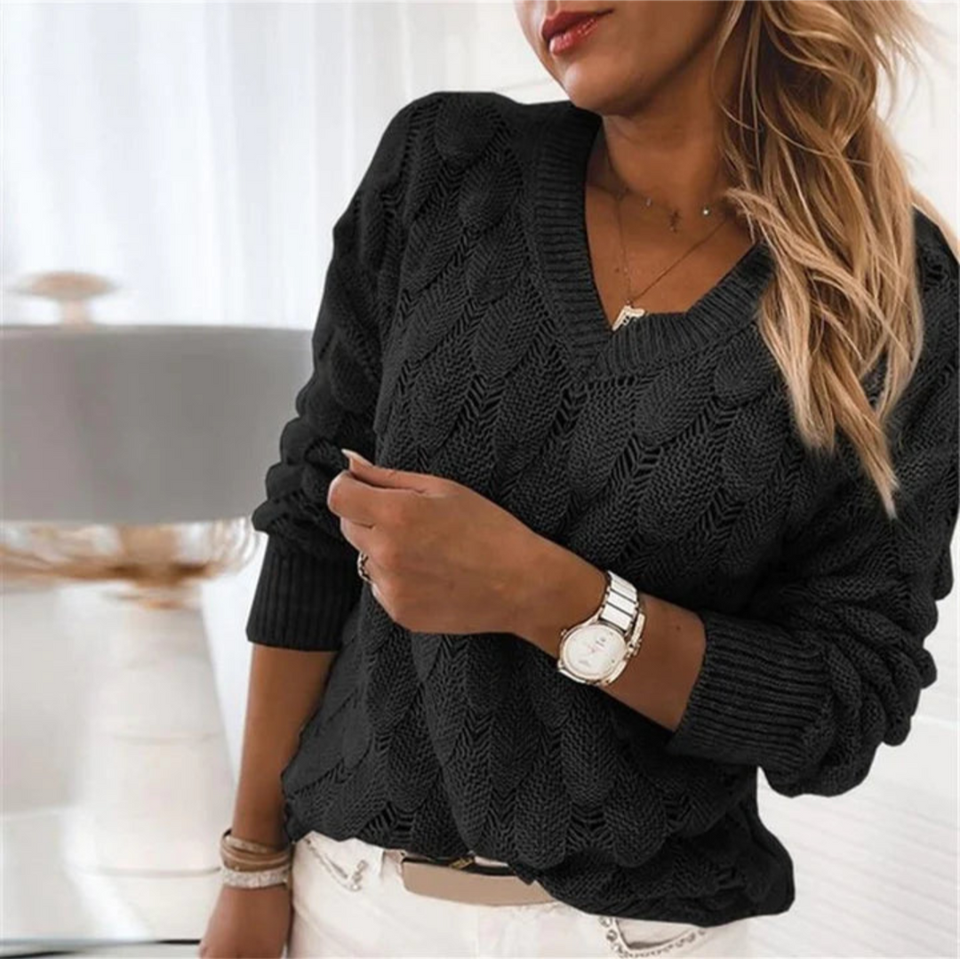 Levoire | En Col V Pull Femme Dans Le Regard Élégant Noir