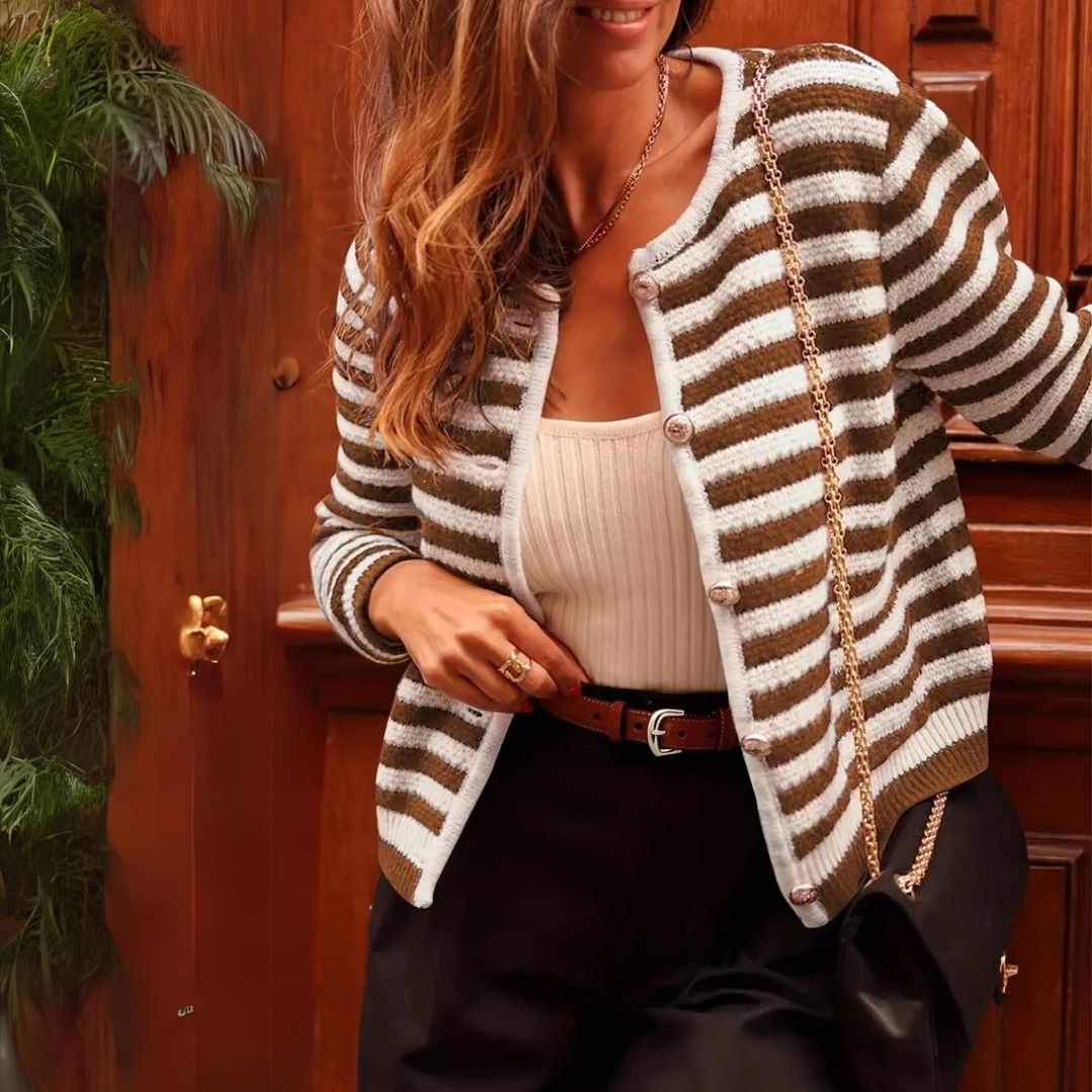 Levoire | Élégant gilet rayé Khaki