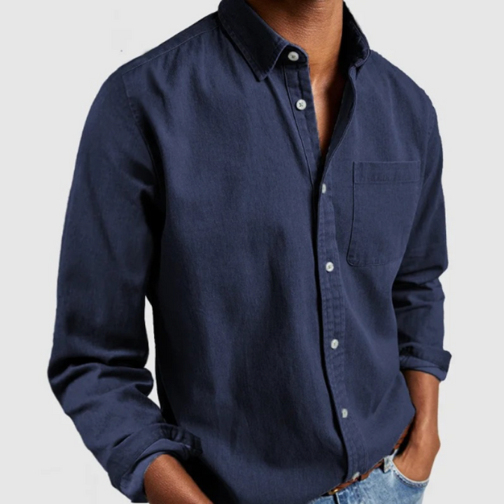 Levoire | Chic Blouse Homme Manches Longues Bleu foncé