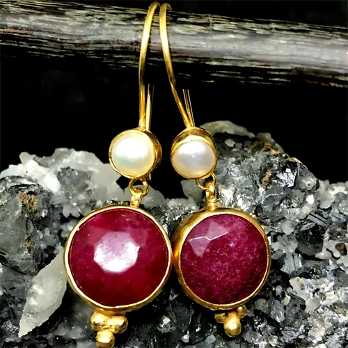 Levoire | Boucles D'Oreilles Suspendues Avec Pierre Rouge
