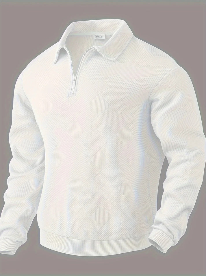 Levoire | Pull Avec Demi-Zip Et Motif Géométrique Blanc