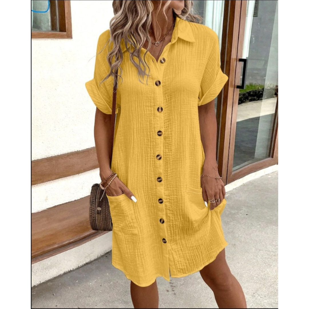 Levoire | Robe Chemisier Élégante Jaune