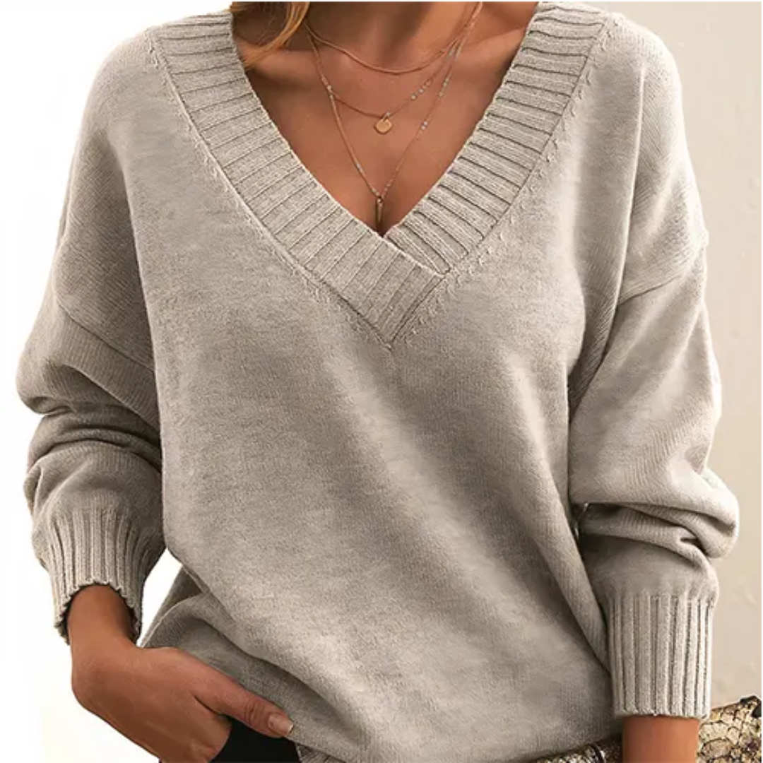 Levoire | Pull V à col en V pour femmes Beige