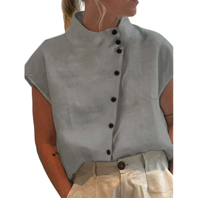 Levoire | Blouse Élégante Avec Col Montant Gris