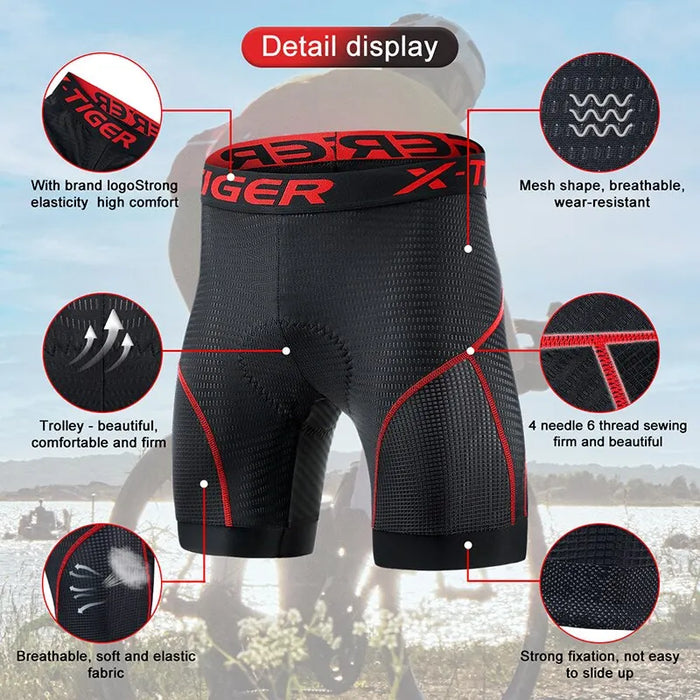 Levoire | Shorts de vélo en mesh respirant avec coussin en gel Shorts de vélo amortissant pour hommes
