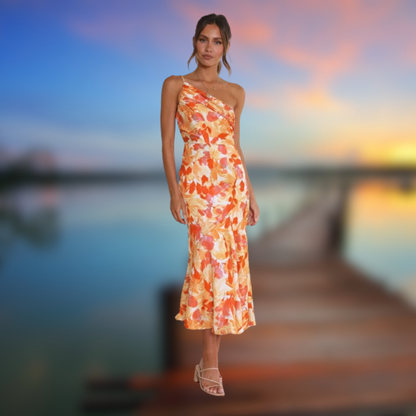 Levoire | Robe élégante à épaule unique Arancio