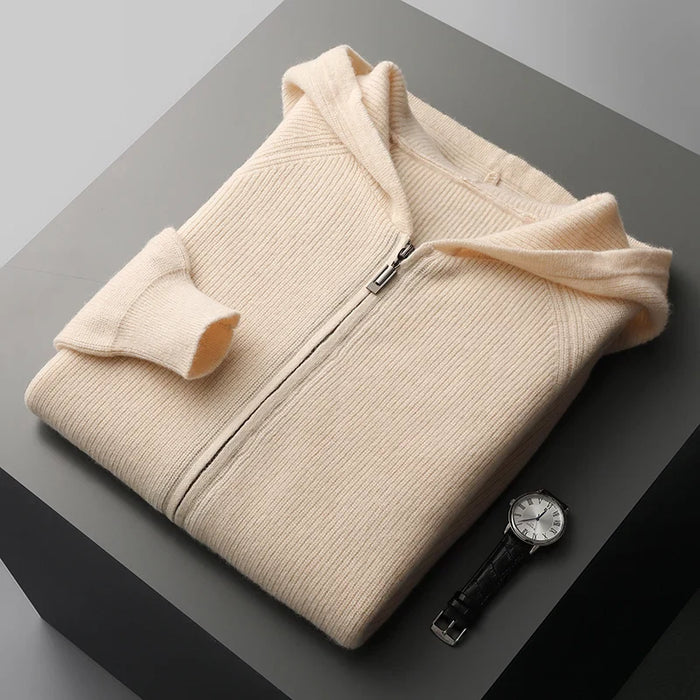 Levoire | Sweatshirt Pour Hommes Avec Capuche Et Fermeture Éclair Pour Un Usage Quotidien Beige