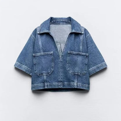 Levoire | Shorts En Denim Élégants Et Haut Avec Décolleté En V Moderne