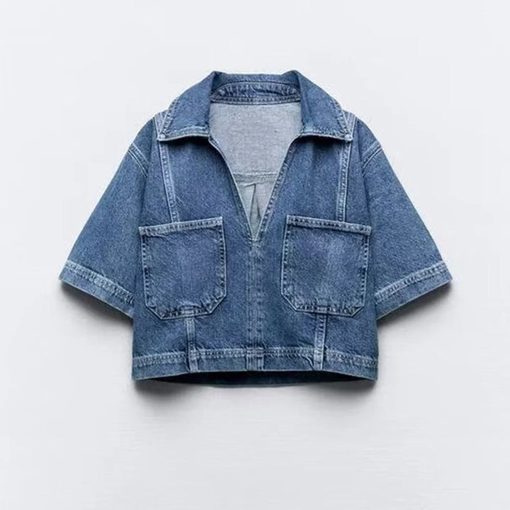 Levoire | Shorts En Denim Élégants Et Haut Avec Décolleté En V Moderne