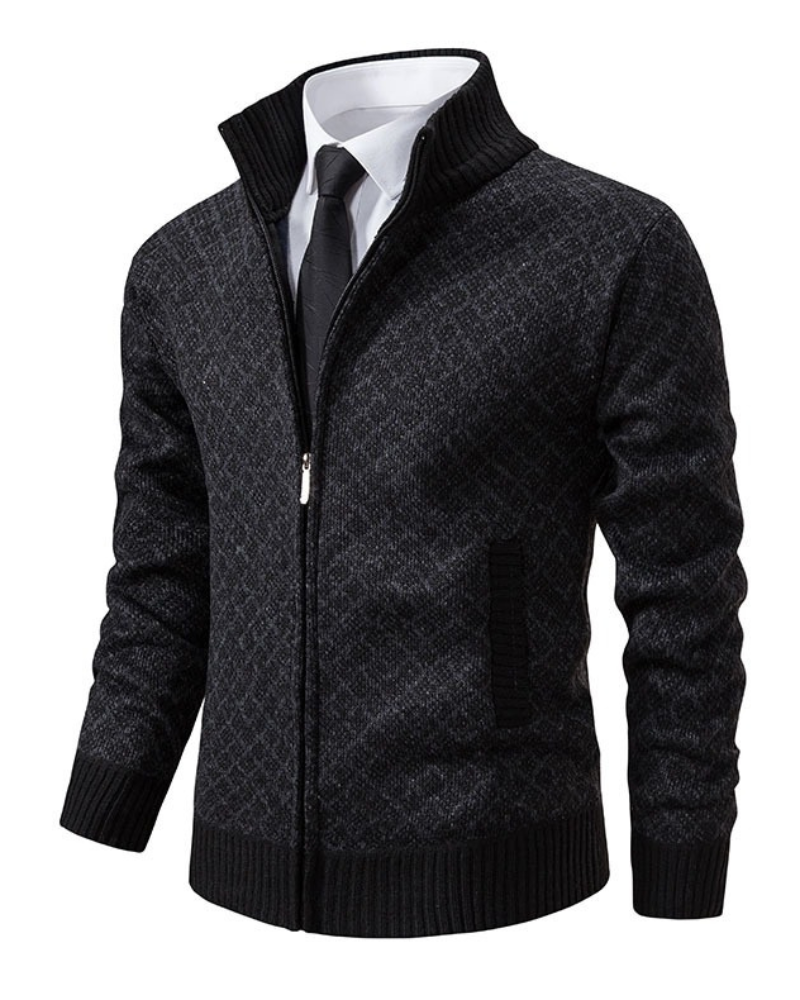 Levoire | Slim Fit Veste à manches longues avec fermeture éclair Noir