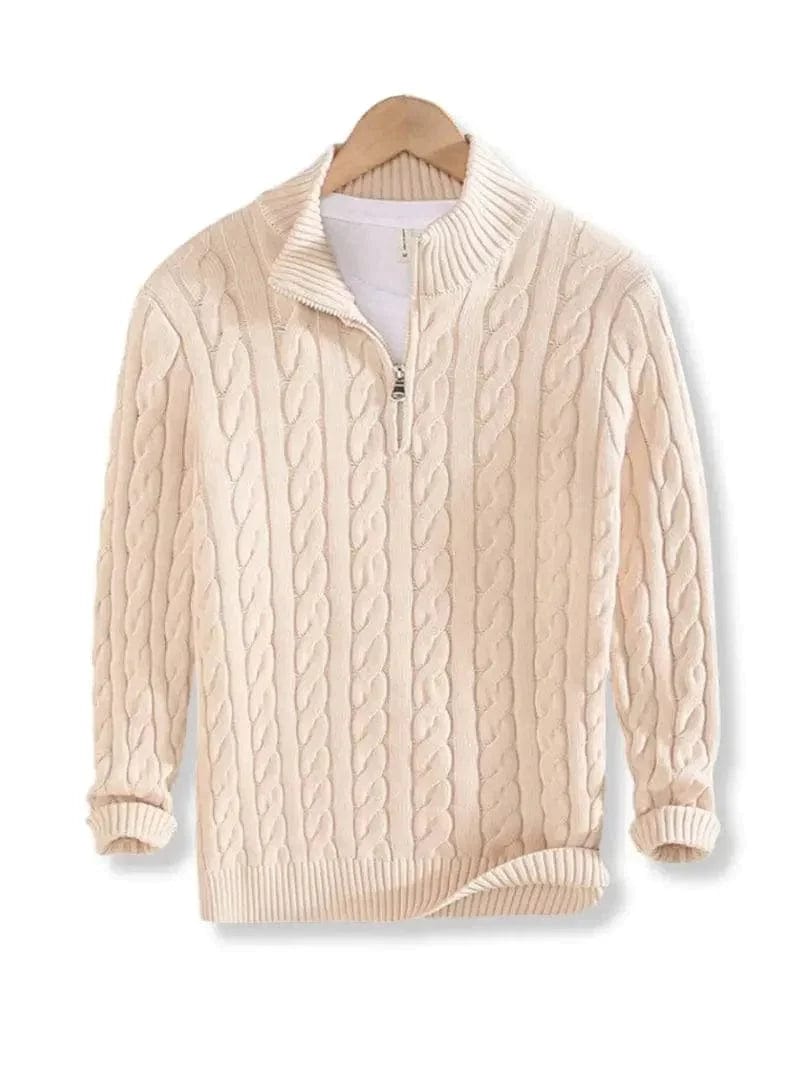 Levoire | Pull Zippé À Col Montant Chaud À Manches Longues Abricot