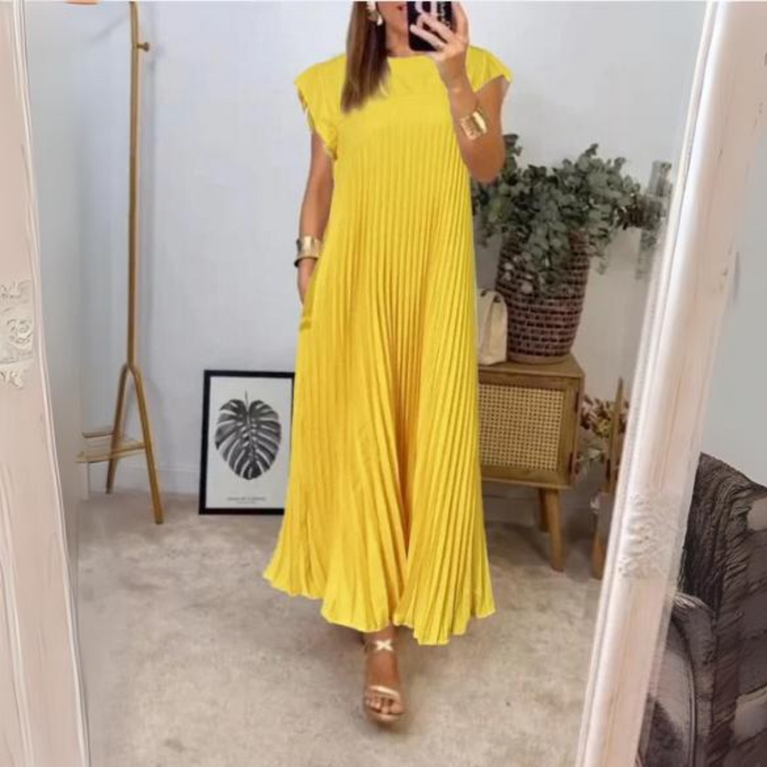 Levoire | Robe Plissée Légère Élégante Jaune