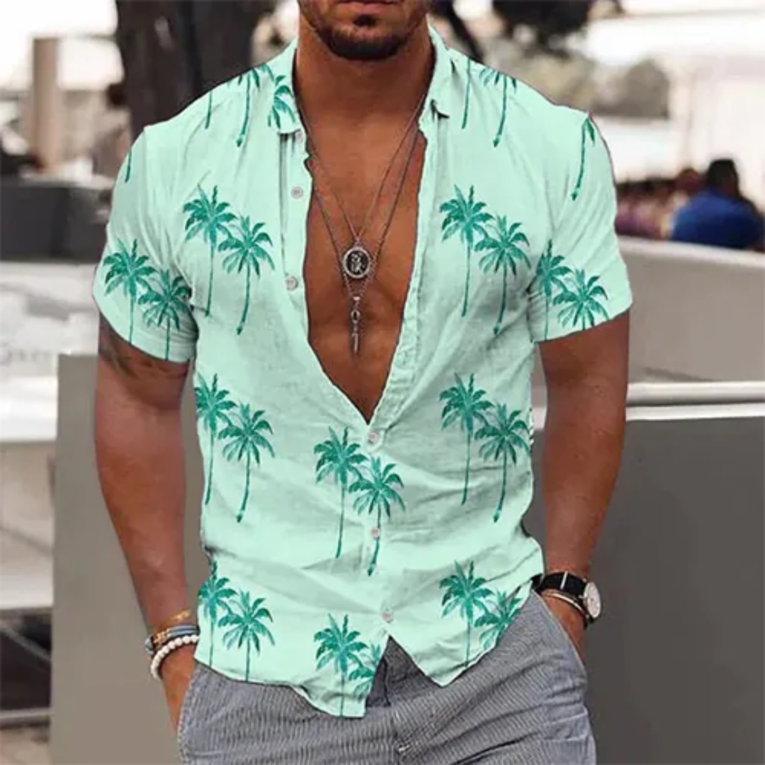 Levoire | Chemise d'été à manches courtes bouton en bas Vert