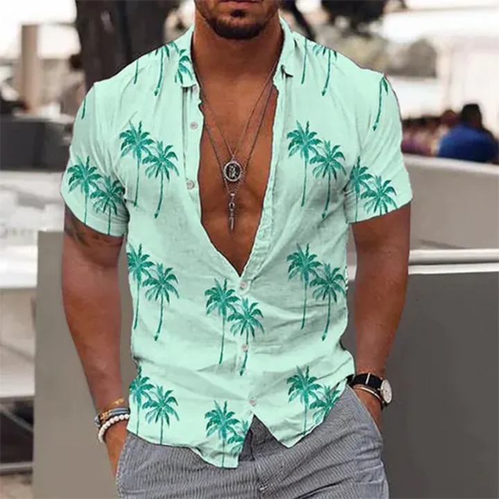 Levoire | Chemise d'été à manches courtes bouton en bas Vert