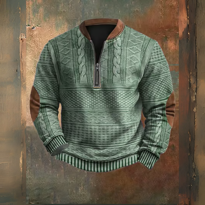 Levoire | Pull En Maille Vintage Avec Fermeture Éclair Vert